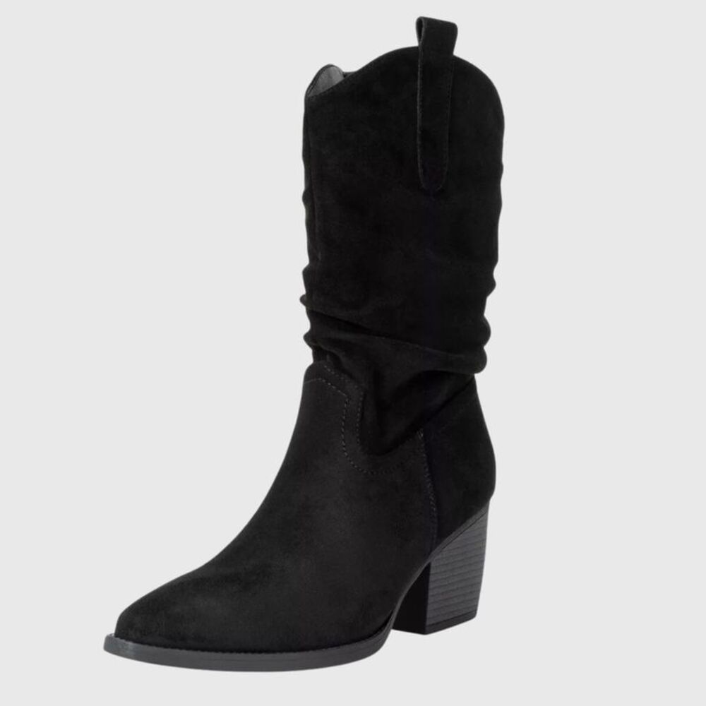 Alpine Swiss -  Kayla Womens Western Slouch Boots Mid Black